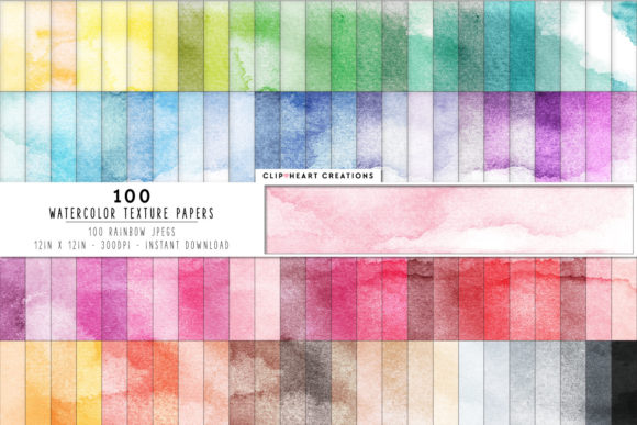 100 Watercolor Digital Papers and Textures
