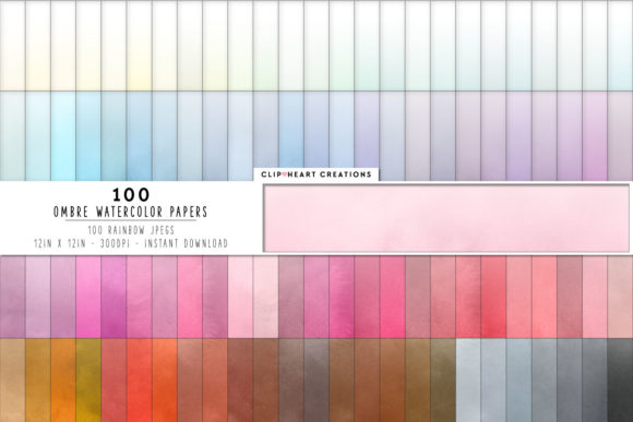 100 Watercolor Ombre Papers Backgrounds