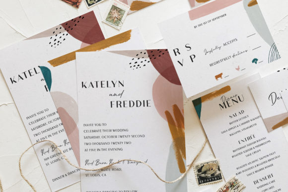 Abstract Watercolor Wedding Suite & Print Templates
