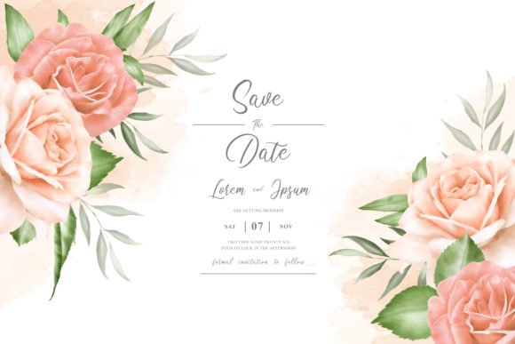 Beautiful Orange Watercolor Wedding Card and Print Templates