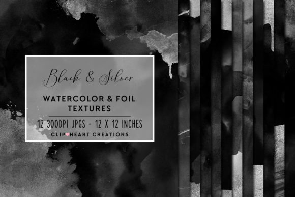 Black Silver Watercolor Foil Papers and Backgrounds