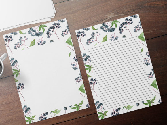 Blue Fruits Watercolor Stationery and Print Templates