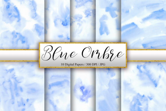 Blue Ombre Watercolor Background and Backgrounds