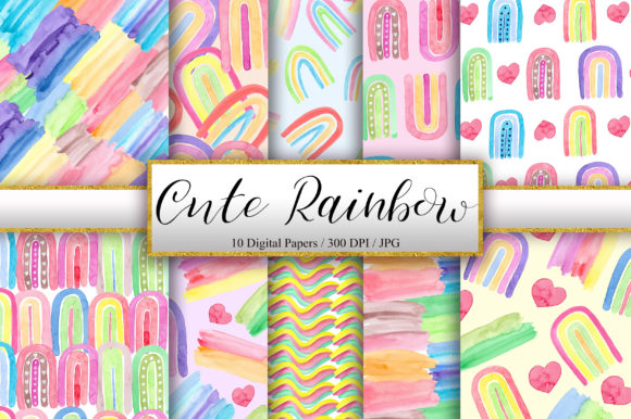 Cute Rainbow Watercolor Background and Backgrounds