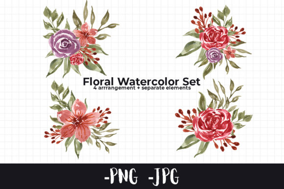 Floral Watercolor Arrangement Set