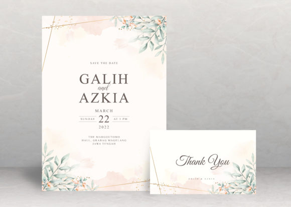 Floral Watercolor on Wedding Card and Print Templates