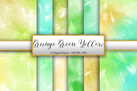 Grunge Green Yellow Watercolor Texture and Backgrounds