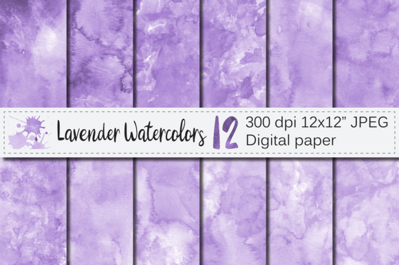 Lavender Watercolor Digital Paper and Backgrounds