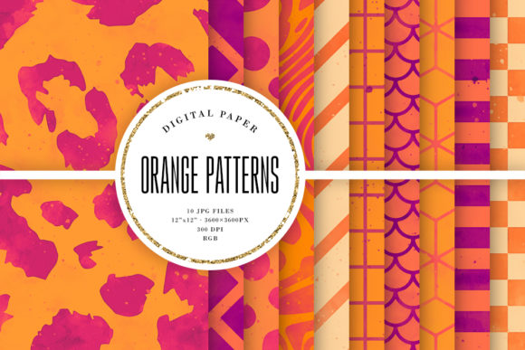 Orange Watercolor Geometric Backgrounds and Patterns