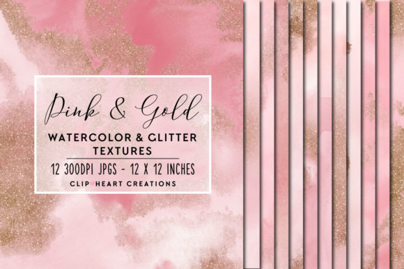 Pink Glitter Watercolor Digital Papers