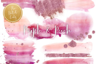 Purple Peach Watercolor Clipart for Crafts