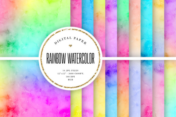 Rainbow Watercolor Textures - Ombre Blur