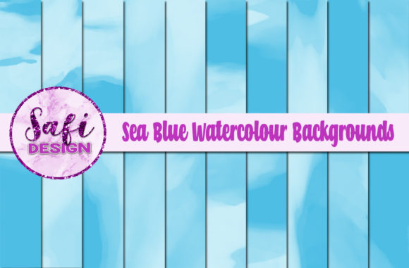 Sea Blue Watercolour Digital Papers and Backgrounds