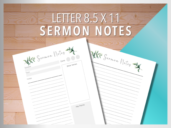 Sermon Notes Tropical Watercolor Style and Print Templates