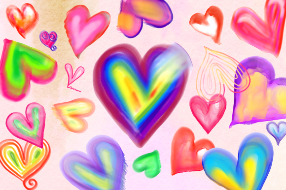 Shabby Chic Funky Watercolour Hearts Crafts