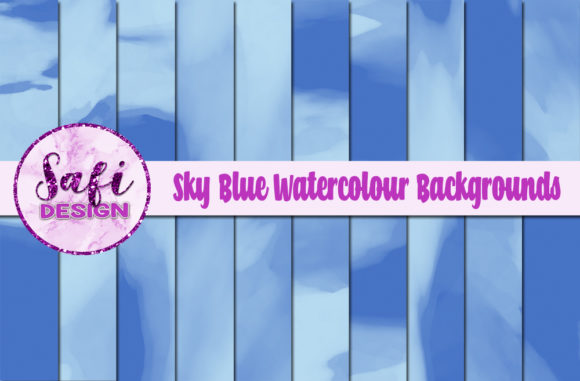 Sky Blue Watercolour Digital Papers and Backgrounds