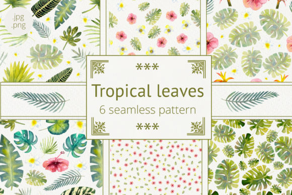 Tropical Leaves Watercolor Patterns