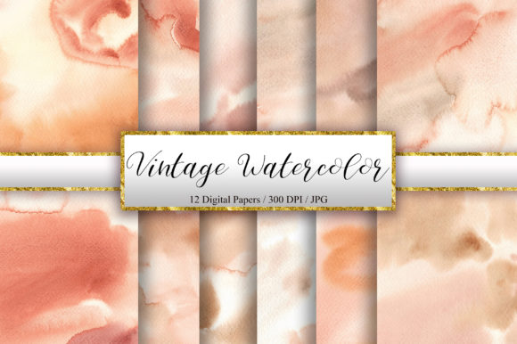 Vintage Watercolor Digital Papers and Backgrounds
