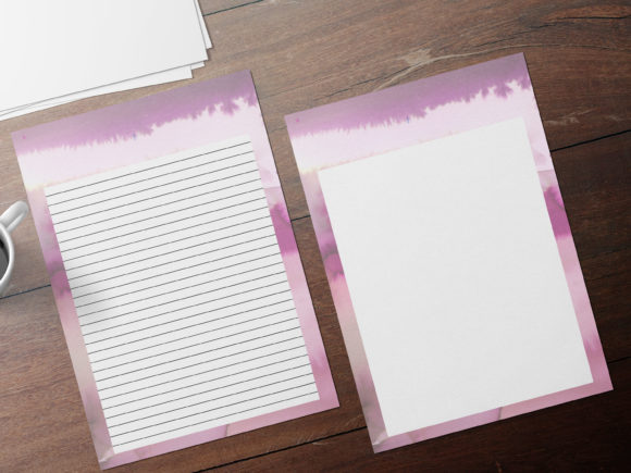 Violet Watercolor Paper Stationary Set and Print Templates
