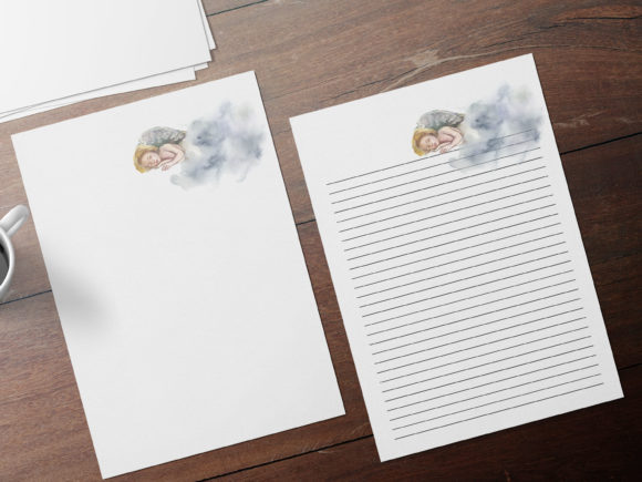 Watercolor Angel Stationary Set and Print Templates