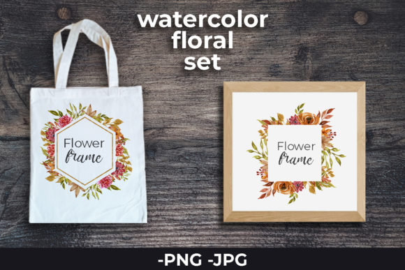 Watercolor Autumn Floral Frame Crafts