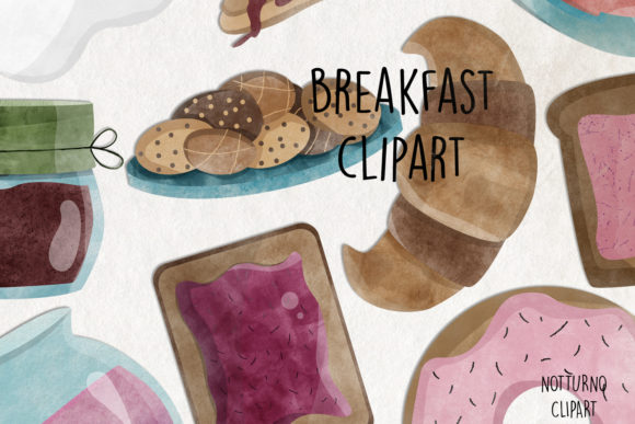 Watercolor Breakfast Ingredients ClipArt for Crafts Projects