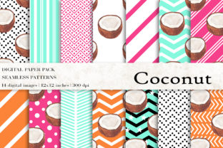 Watercolor Coconut Fruit Digital Papers