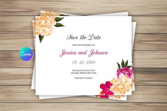 Watercolor Floral Wedding Save the Date and Print Templates