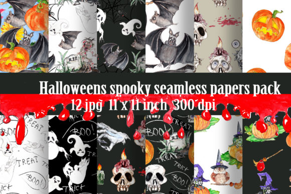 Watercolor Halloween Patterns Bundle