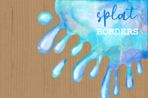 Watercolor Ink Paint Splatter Borders for Crafts
