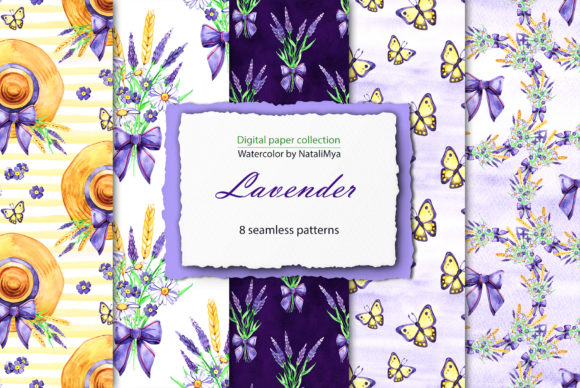 Watercolor Lavender Digital Paper and Patterns