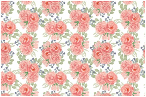 Watercolor Peach Rose Flower Pattern and Patterns