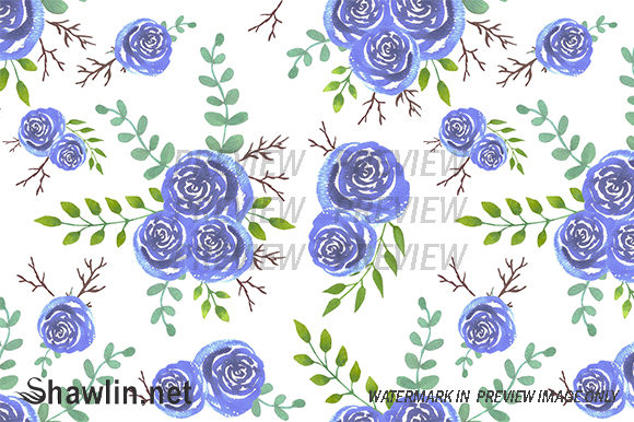 Watercolor Roses Background and Patterns