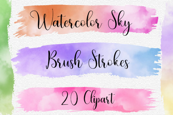 Watercolor Sky Brush Strokes Clip Art for Crafts