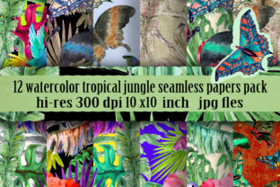 Watercolor Tropical Patterns Set