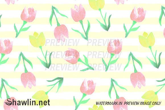 Watercolor Tulips Pattern for Editorial Design