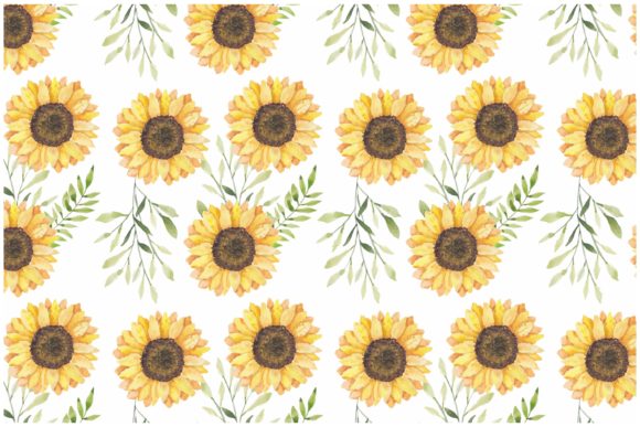 Watercolor Yellow Sunflower Pattern and Patterns